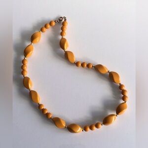 Vintage Butterscotch Mustard Yellow Acrylic Bead Necklace
